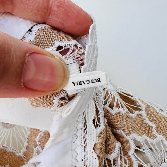 Sandro short broderie anglaise dress, Tan/ white, Size 36 - Picture 14 of 14